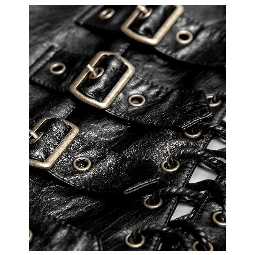 Punk Men Dieselpunk Waistcoat | Black Gothic Faux Leather Men Gothic Vest