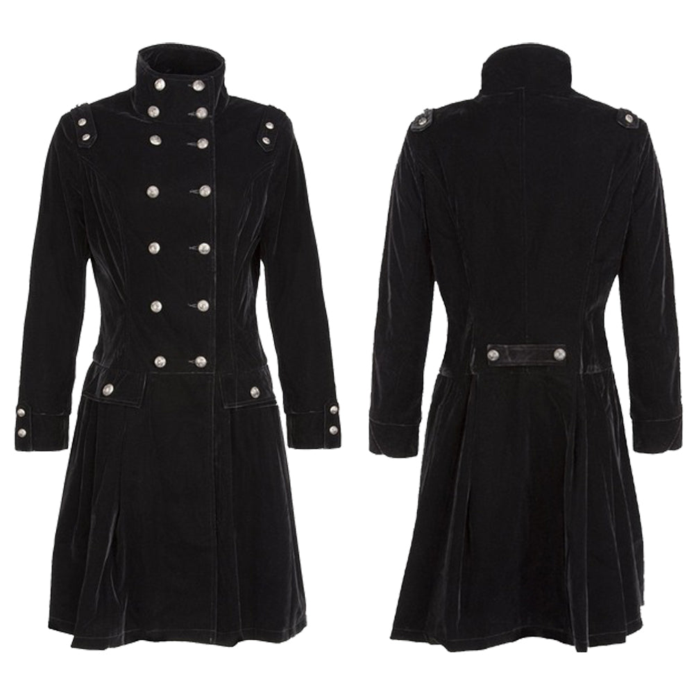 Women Gothic Long Velvet Coat | Steampunk Aristocrat Alternative Fashion Style Coat
