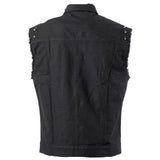 Men Skull Button Punk Vest | Black Cotton Sleeveless Rocker Top with Metal Studs