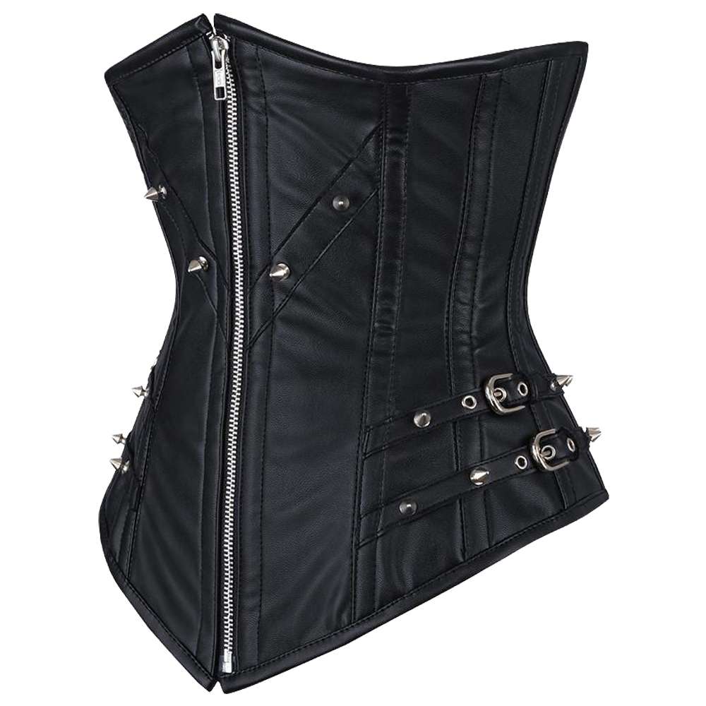 Women Chelsea Faux Leather Longline Corset | Gothic Underbust Waist Training Corset