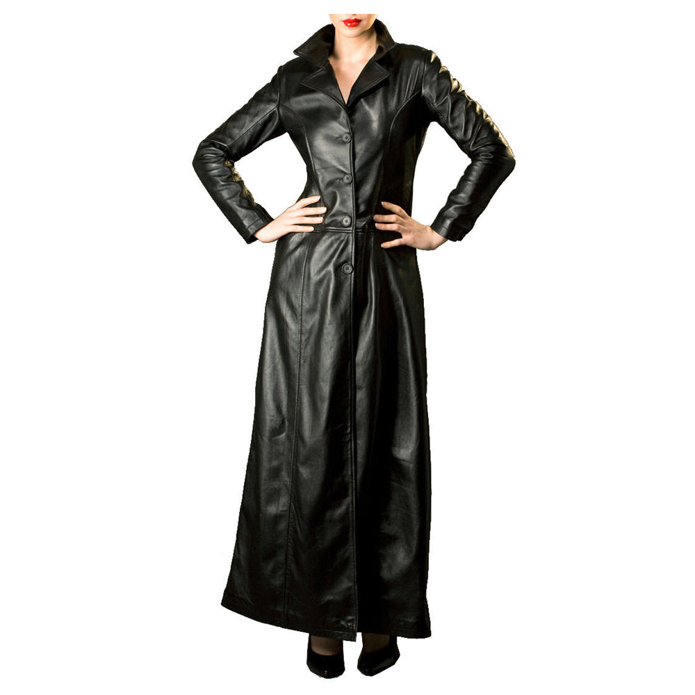 New Spliced Faux Leather Winter Killer Overcoat Women Devil Fashion Gothic Long Coat - Alternative Gothic Dark Wear | Embrace Dark Aesthetic Men & Women Gothic Clothing