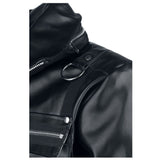 Men Arsen Black PU Leather Jacket | Multi-Pocket Design with Metal Studs & Thumb Holes