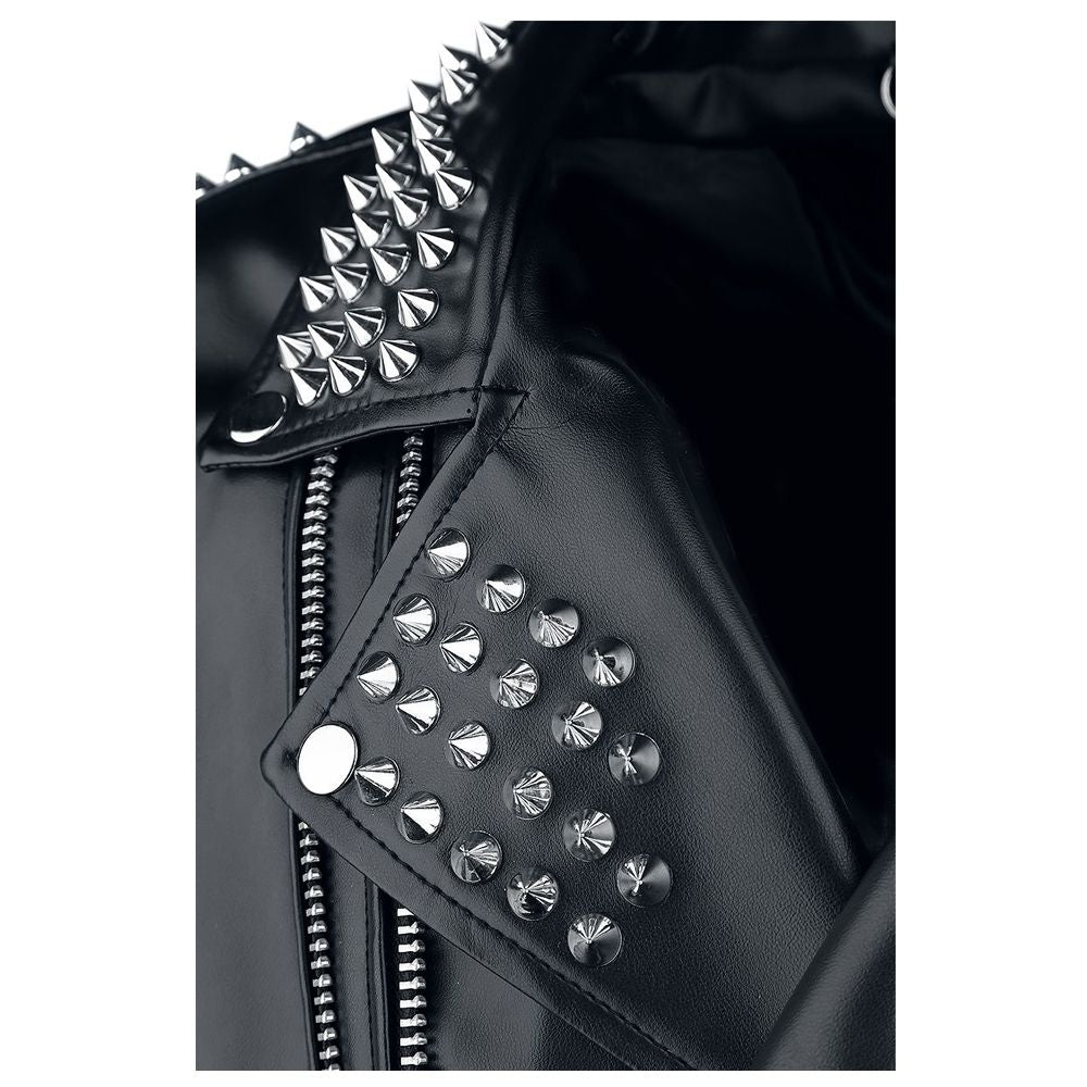 Men Gothic Silver Studded Biker Jacket | Black Punk Brando Leather Jacket with Buckles & Pockets