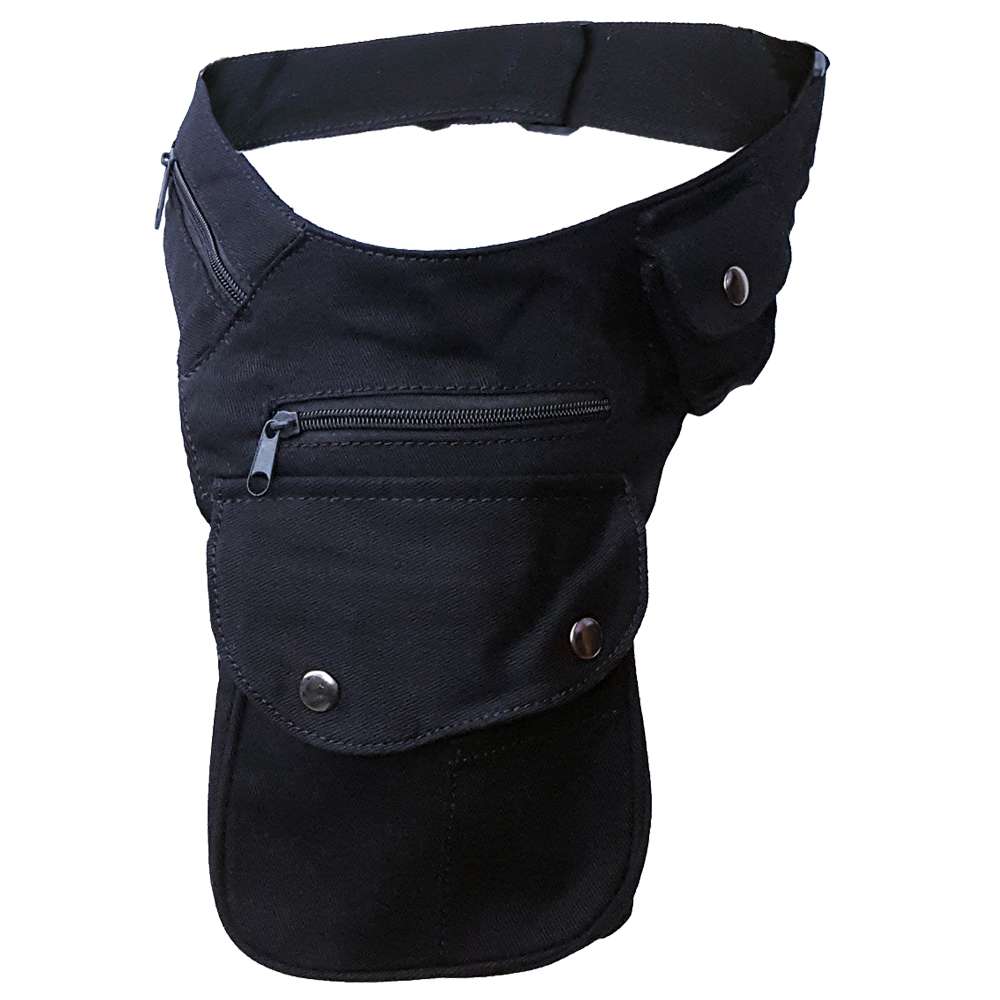 Hip Bag | Canvas Waist Pouch with Multiple Pockets & Adjustable Belt