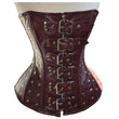 Women Real Sheep Leather Steampunk Corset | Gothic Waist Training Overbust with Belt and Metal Decor