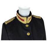 Women Gothic Wool Military Officer Coat | Victorian Slim Fit Black Coat
