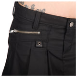 Women Black Mini Pistol Skirt | Cotton Gothic Streetwear Essential with Edgy Detailing