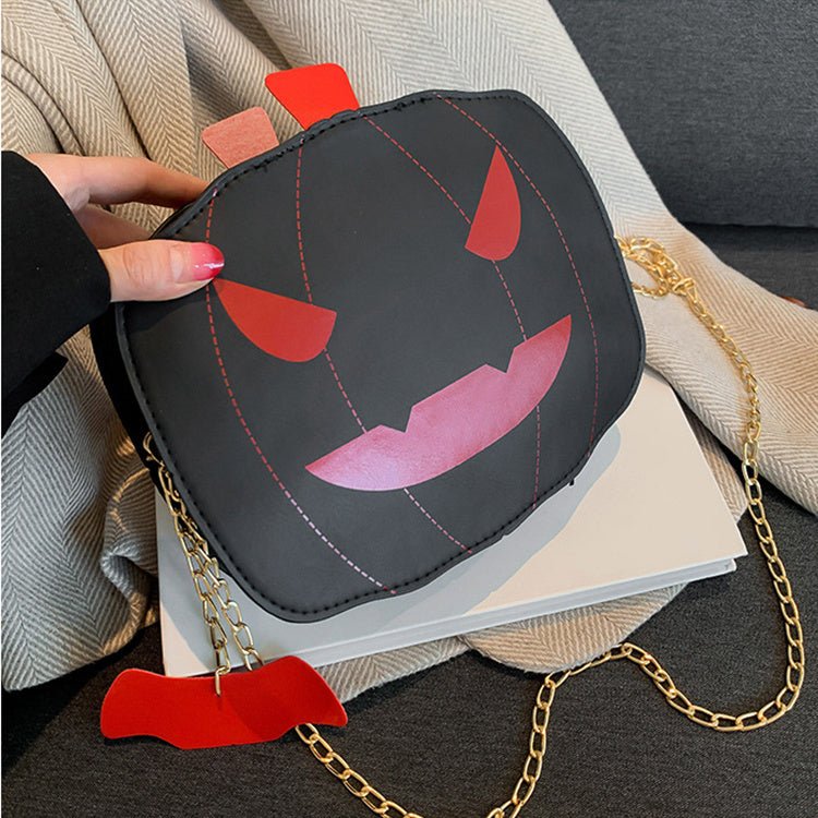 Halloween Cartoon Pumpkin Shoulder Bag For Girls Personality Funny Creative Chain Crossbody Bags Women - Alternative Gothic Dark Wear | Embrace Dark Aesthetic Men & Women Gothic Clothing