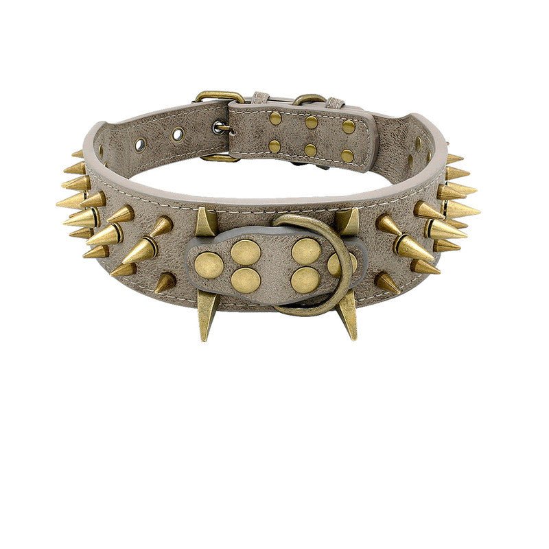 Dog Anti Bite Collar for Female M Size with Traction Rope Rivet Chain and Bully Pit Bull Design - Alternative Gothic Dark Wear | Embrace Dark Aesthetic Men & Women Gothic Clothing