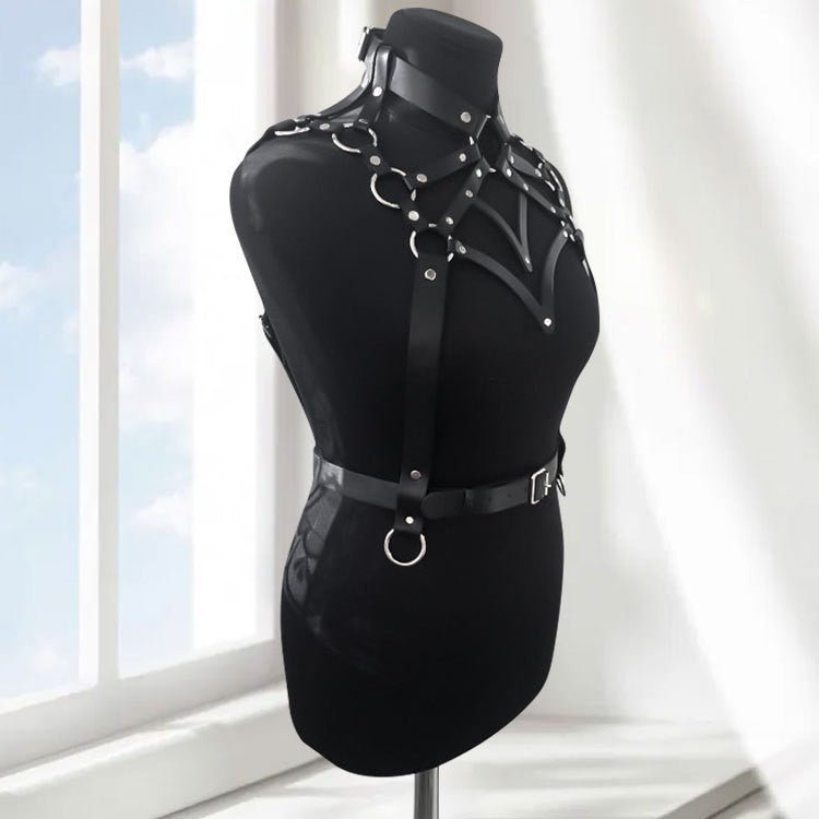 Women's Artificial Leather Body Belly Band Shoulder Wearing Ring Horse Harness For Dancing Toys With Fetish - Alternative Gothic Dark Wear | Embrace Dark Aesthetic Men & Women Gothic Clothing