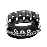 Fashion Men Rivet Cowhide Chain Stylish and Bold Leather Accessory - Alternative Gothic Dark Wear | Embrace Dark Aesthetic Men & Women Gothic Clothing