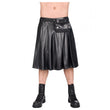 Men Black Sky Short Faux Leather Kilt | Gothic Festival Kilt with Side Pockets & Hardware