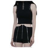 Women Tech Noir Gothic Shorts | Futuristic Cyberpunk Streetwear