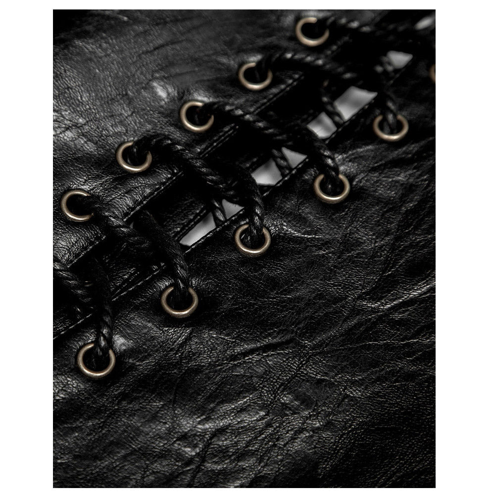 Punk Men Dieselpunk Waistcoat | Black Gothic Faux Leather Men Gothic Vest
