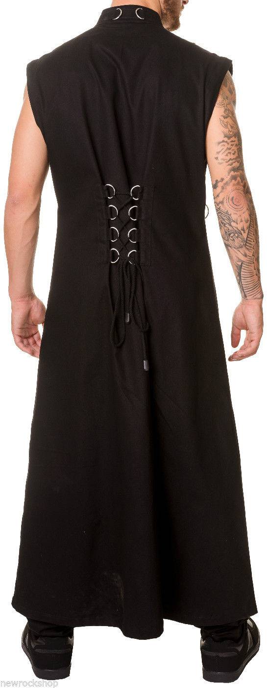Men Gothic Black Trench Coat with Harness Straps | 4-in-1 Transformable Punk Statement Piece