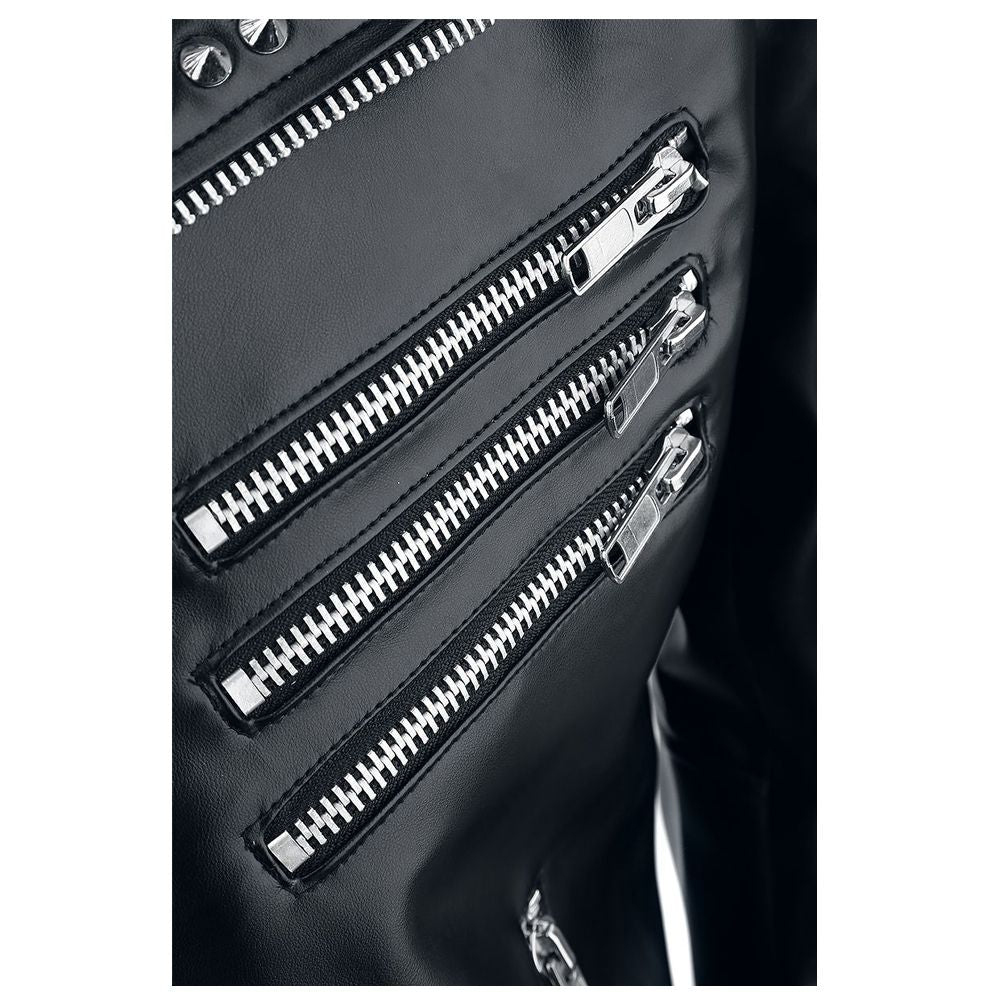 Men Gothic Silver Studded Biker Jacket | Black Punk Brando Leather Jacket with Buckles & Pockets