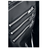 Men Gothic Silver Studded Biker Jacket | Black Punk Brando Leather Jacket with Buckles & Pockets