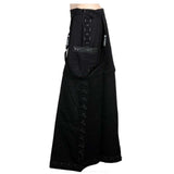 Track Buckle Convertible Skirt | Gothic Black Cotton Skirt with Adjustable Fit
