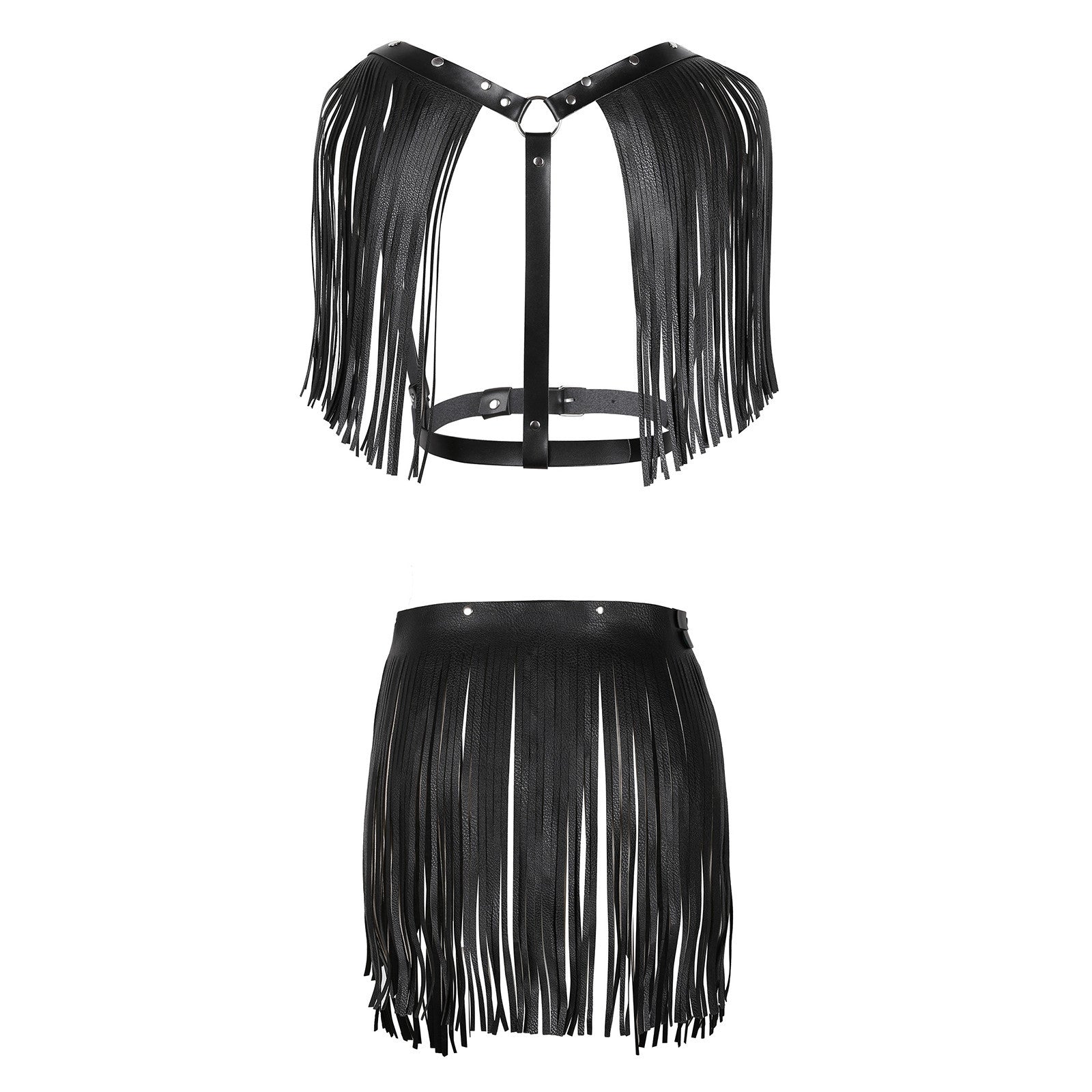 Women's Fashion Simple Tassel Harness Skirt Belt Set Leather Harness - Alternative Gothic Dark Wear | Embrace Dark Aesthetic Men & Women Gothic Clothing