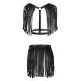 Women's Fashion Simple Tassel Harness Skirt Belt Set Leather Harness - Alternative Gothic Dark Wear | Embrace Dark Aesthetic Men & Women Gothic Clothing