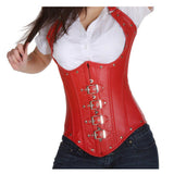 Women Sexy Red Underbust Corset | Genuine Leather Waist Training Steel Boned Clincher Corset