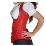 Women Sexy Red Underbust Corset | Genuine Leather Waist Training Steel Boned Clincher Corset