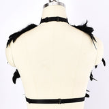 Shoulder Strap Feather Halter Beauty Back Harness - Alternative Gothic Dark Wear | Embrace Dark Aesthetic Men & Women Gothic Clothing