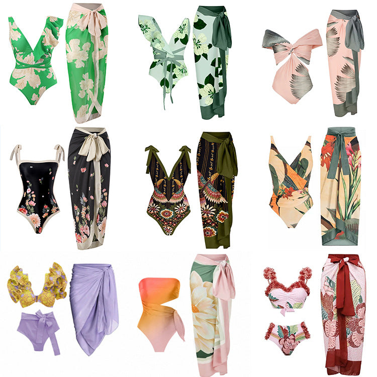 Siamese Conservative Covering Belly Thin Swimsuit French Retro One-piece Bikini
