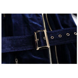 Women Slim Velvet Gothic Coat | Zipper Front Elegant Goth Outerwear
