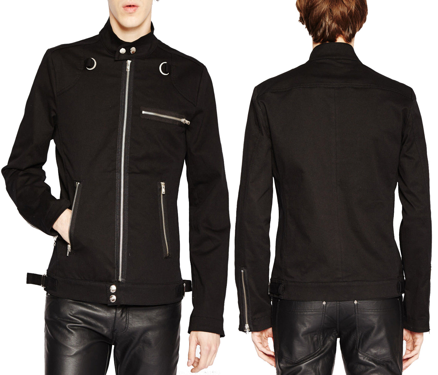 Men Gothic EMO Biker Jacket | Black Punk Rock Motorcycle Style Coat