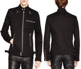 Men Gothic EMO Biker Jacket | Black Punk Rock Motorcycle Style Coat