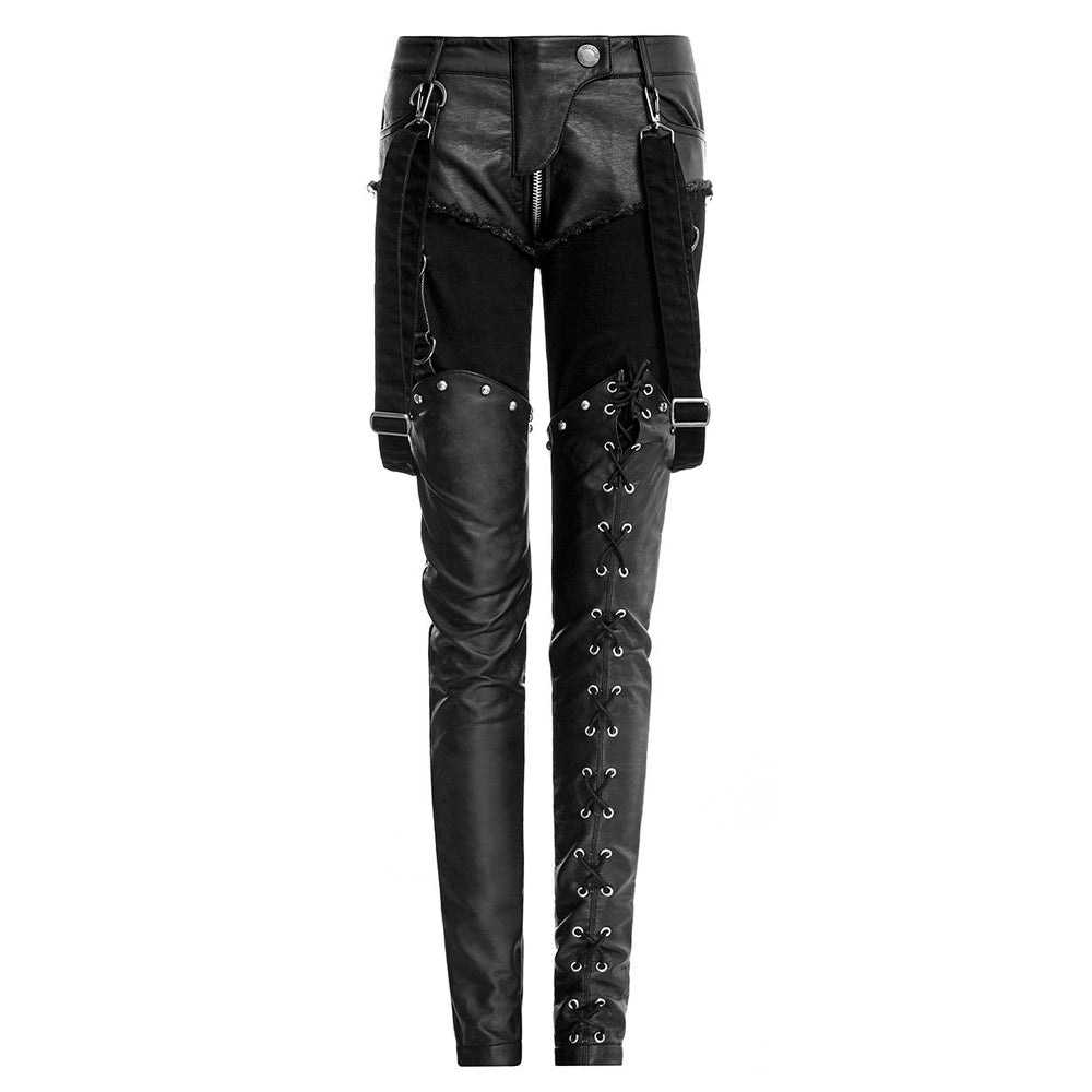 Women Jeans Apocalyptic Style Pant Gothic Black Military Trousers Black Sexy Faux Leather Pant - Alternative Gothic Dark Wear | Embrace Dark Aesthetic Men & Women Gothic Clothing