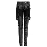Women Jeans Apocalyptic Style Pant Gothic Black Military Trousers Black Sexy Faux Leather Pant - Alternative Gothic Dark Wear | Embrace Dark Aesthetic Men & Women Gothic Clothing