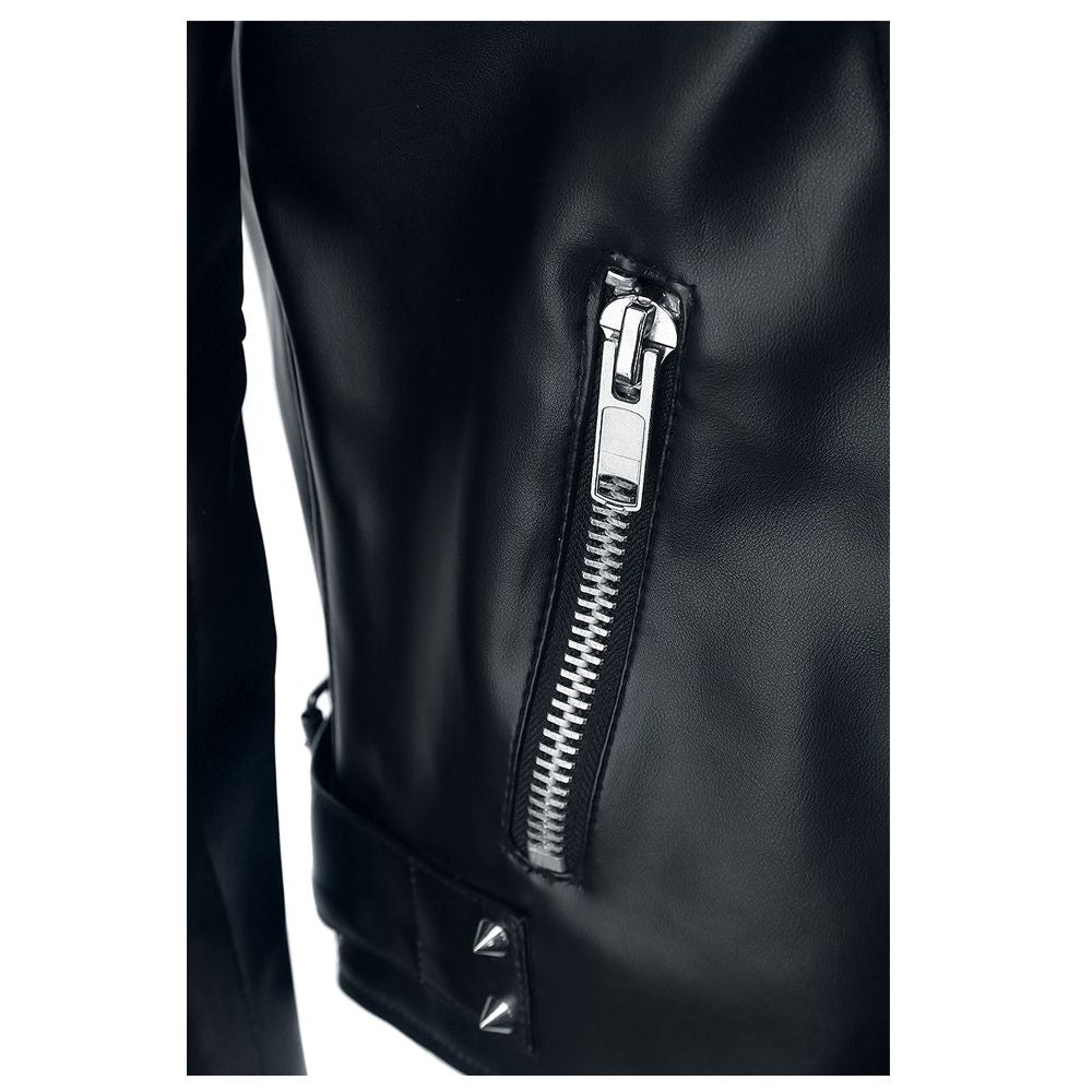Men Gothic Silver Studded Biker Jacket | Black Punk Brando Leather Jacket with Buckles & Pockets
