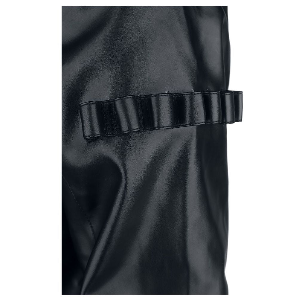 Men Arsen Black PU Leather Jacket | Multi-Pocket Design with Metal Studs & Thumb Holes