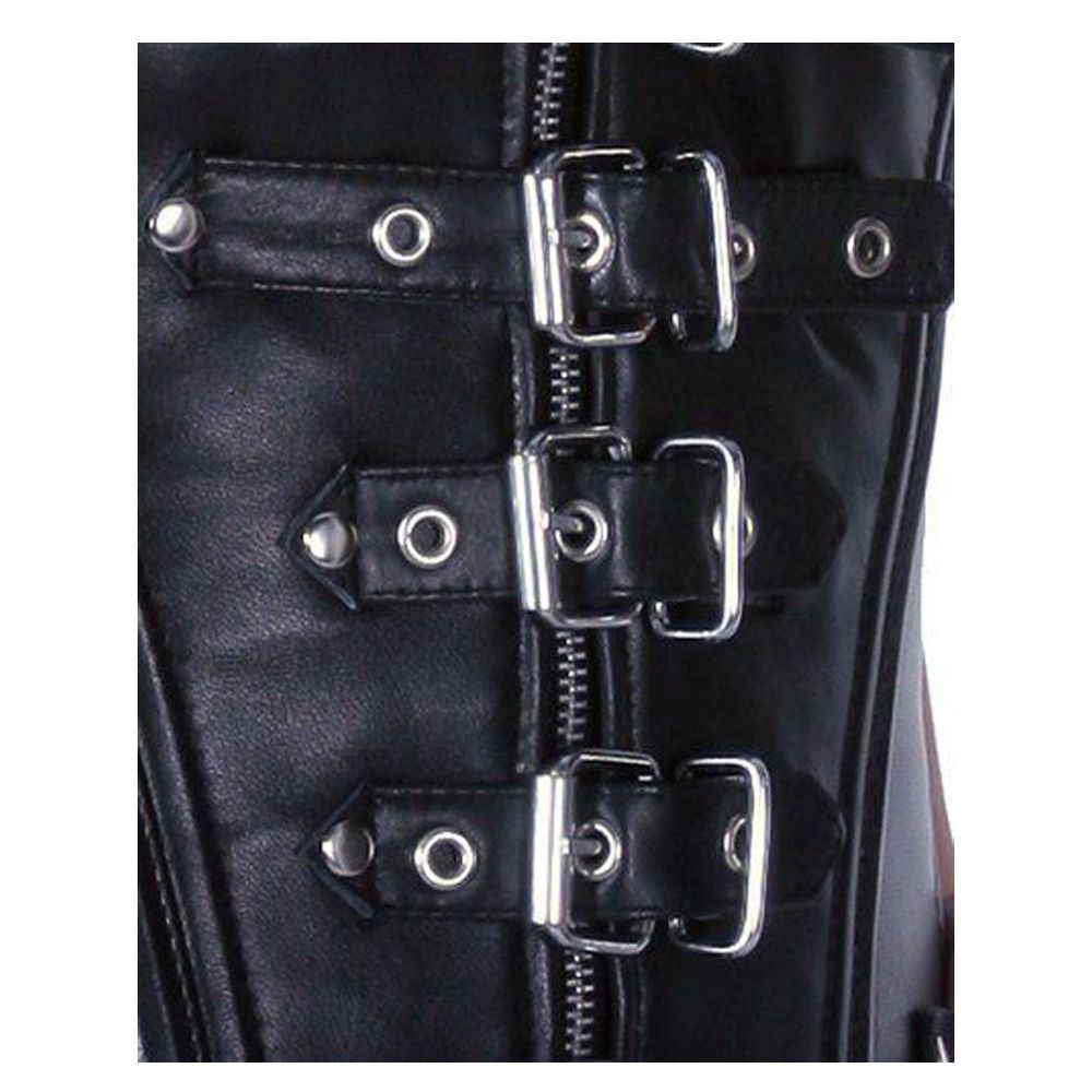 Women Gothic Overbust Corset | Genuine Leather Steel Boned Waist Trainer with Zipper & Buckles