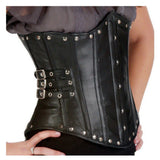 Women Leather Corset | Steel Boned Waist Training Cincher Bustier | Genuine Leather