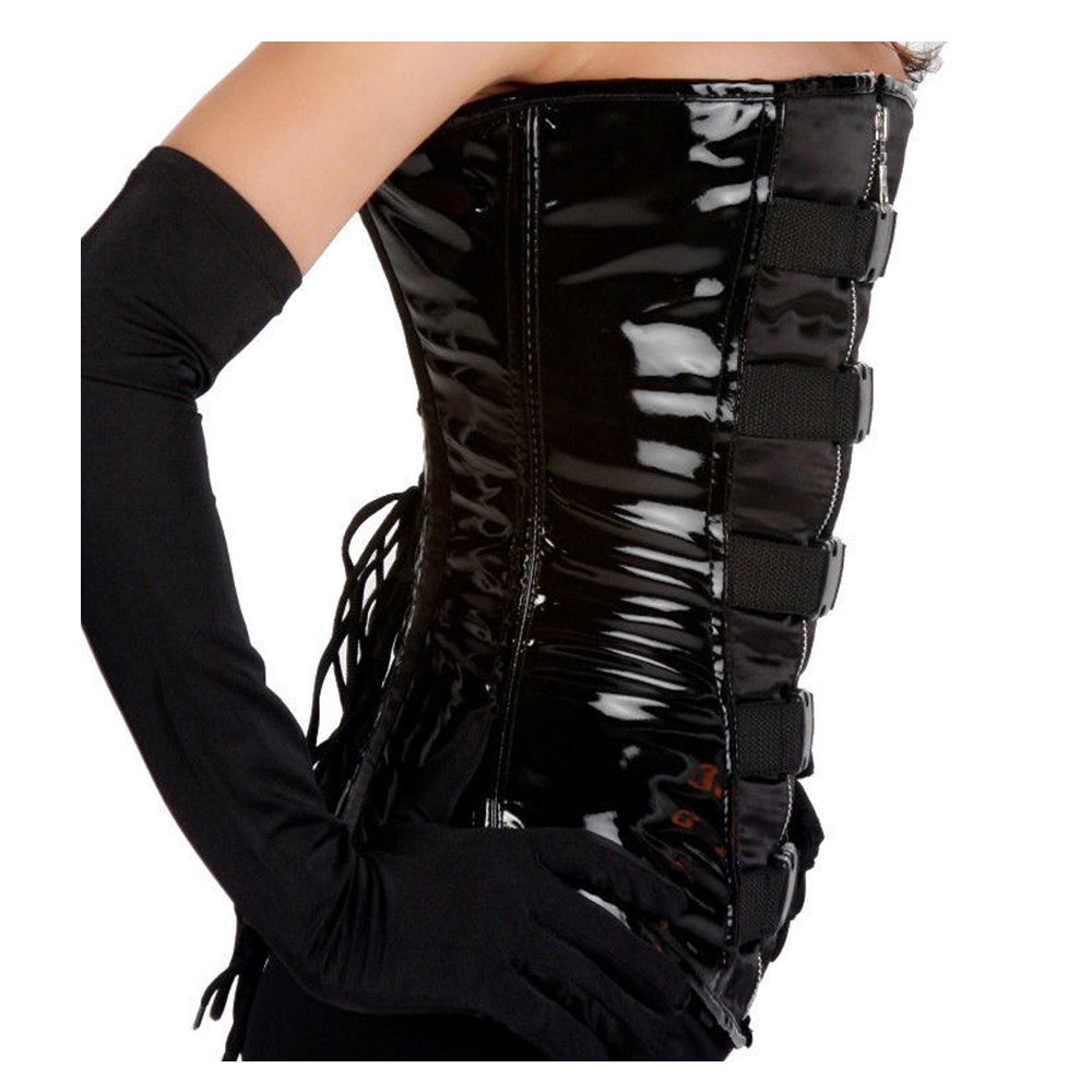Women Punk Vinyl PVC Corset | Steel Boned Bustier Waist Trainer Corset