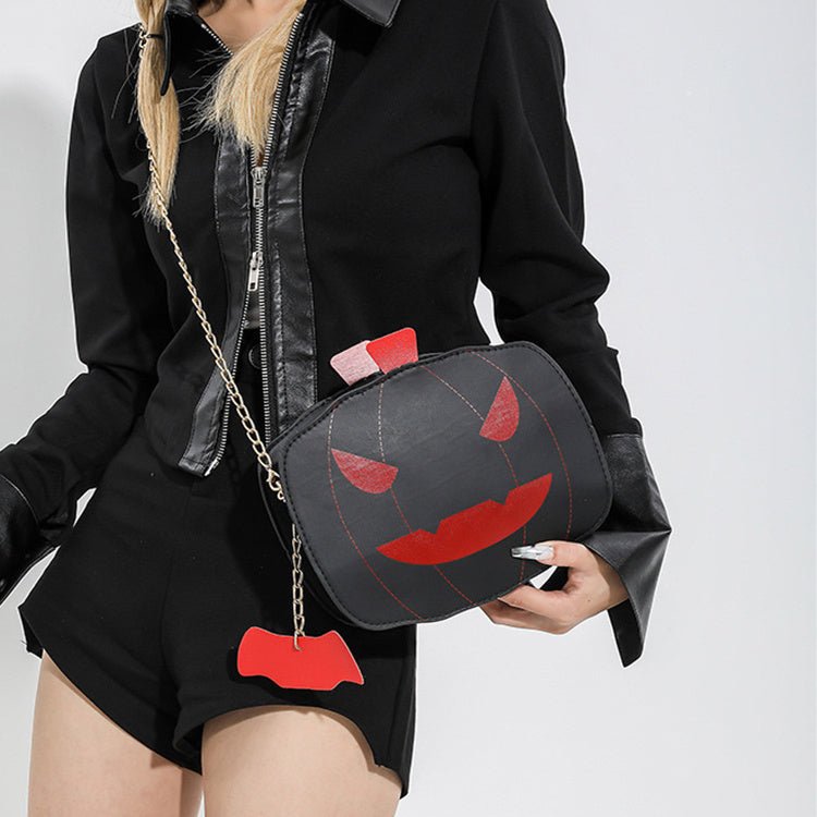 Halloween Cartoon Pumpkin Shoulder Bag For Girls Personality Funny Creative Chain Crossbody Bags Women - Alternative Gothic Dark Wear | Embrace Dark Aesthetic Men & Women Gothic Clothing