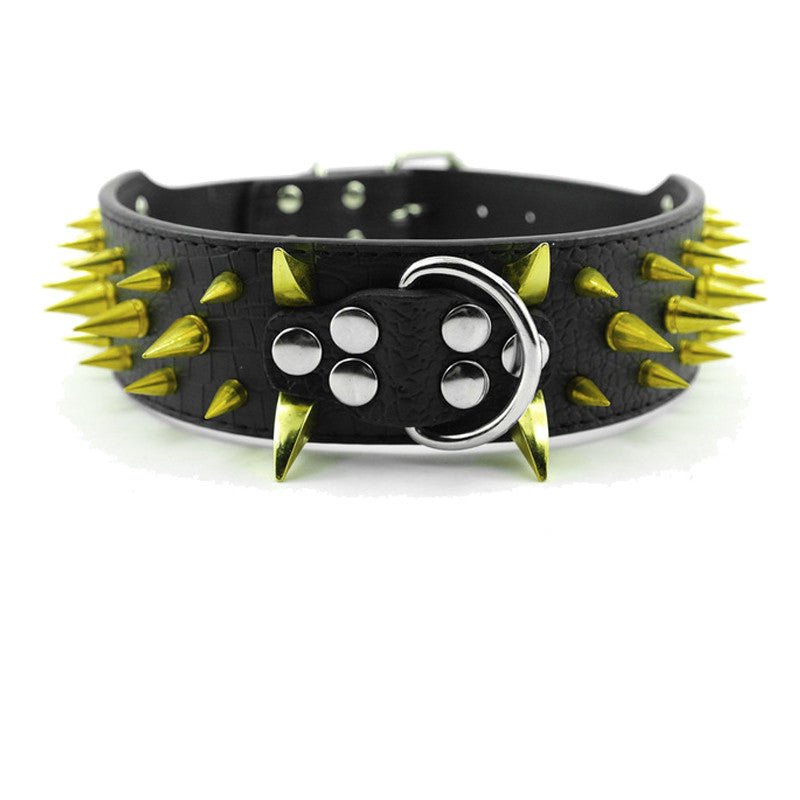 Dog Anti Bite Collar for Female M Size with Traction Rope Rivet Chain and Bully Pit Bull Design - Alternative Gothic Dark Wear | Embrace Dark Aesthetic Men & Women Gothic Clothing