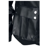 Men Arsen Black PU Leather Jacket | Multi-Pocket Design with Metal Studs & Thumb Holes