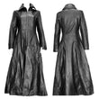 Gothic Attitude Women Full Length Midnight Black Leather Club Coat | Nappa Goth Long Jacket