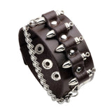 Fashion Men Rivet Cowhide Chain Stylish and Bold Leather Accessory - Alternative Gothic Dark Wear | Embrace Dark Aesthetic Men & Women Gothic Clothing