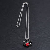 Mens Punk Vintage Retro Black Widow Spider Pendant Necklace Gothic Red Large Crystal Male Biker Goth Jewelry Necklace Men