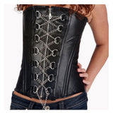 Women Gothic Overbust Corset | Front Lacing with Iron Chain Detail Corset