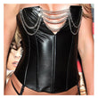 Women Overbust Leather Corset | Chain Detail & Deep Zip Lingerie Corset | Genuine Leather