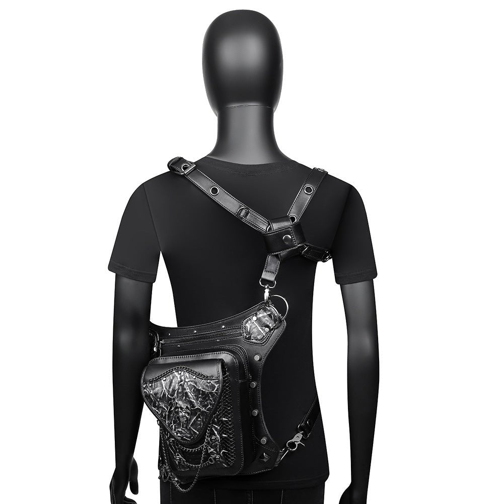 New Steampunk Skull Chain Locomotive Bag - Alternative Gothic Dark Wear | Embrace Dark Aesthetic Men & Women Gothic Clothing