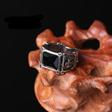 European And American Style Men's Retro Ring Gothic Cross With Rubies