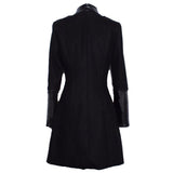 Women British Style Wool Blend Trench Coat | Double-Breasted Long Military Jacket