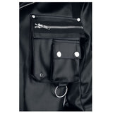 Men Arsen Black PU Leather Jacket | Multi-Pocket Design with Metal Studs & Thumb Holes